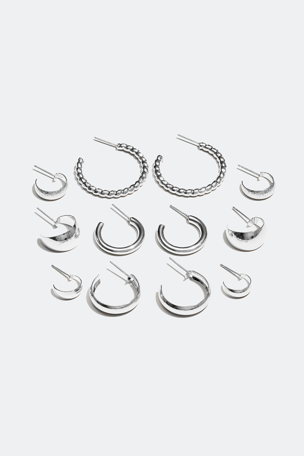 Øreringer i forskjellige størrelser og mønstre, 6-pakning