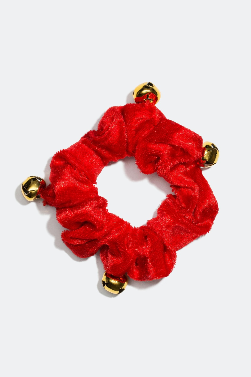 Rød scrunchie med bjeller