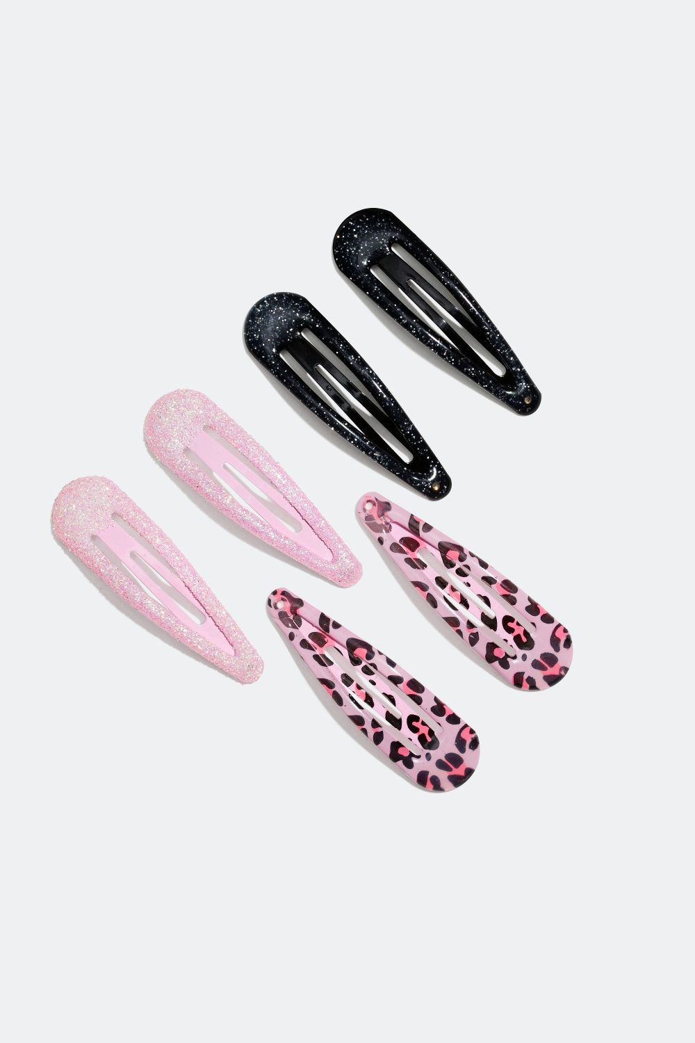 Hårspenner med glitter og leopardmønster