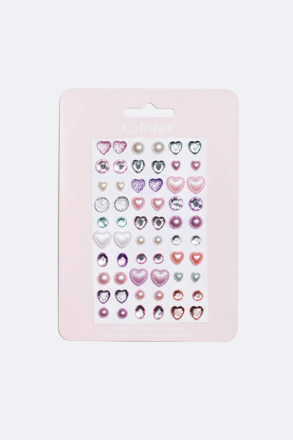 Klistremerkeøredobber, hjerter og perler