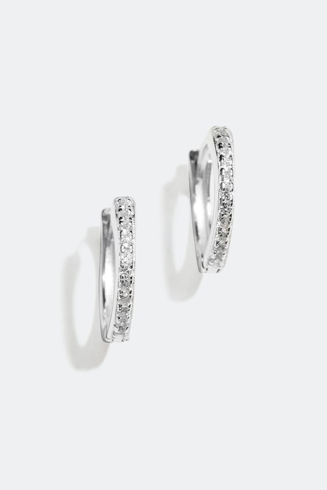 Små øreringer med Cubic Zirconia-steiner, 1,2 cm