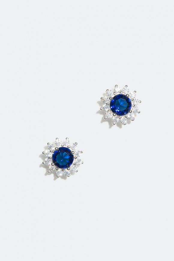 Glitrende sølv Rhinestones dråpe øredobber main image 1