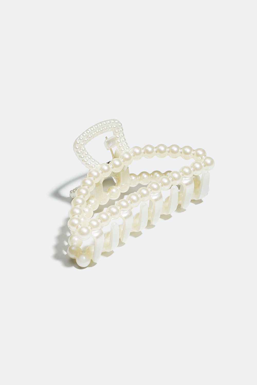 Hårklemme med hvite plastperler