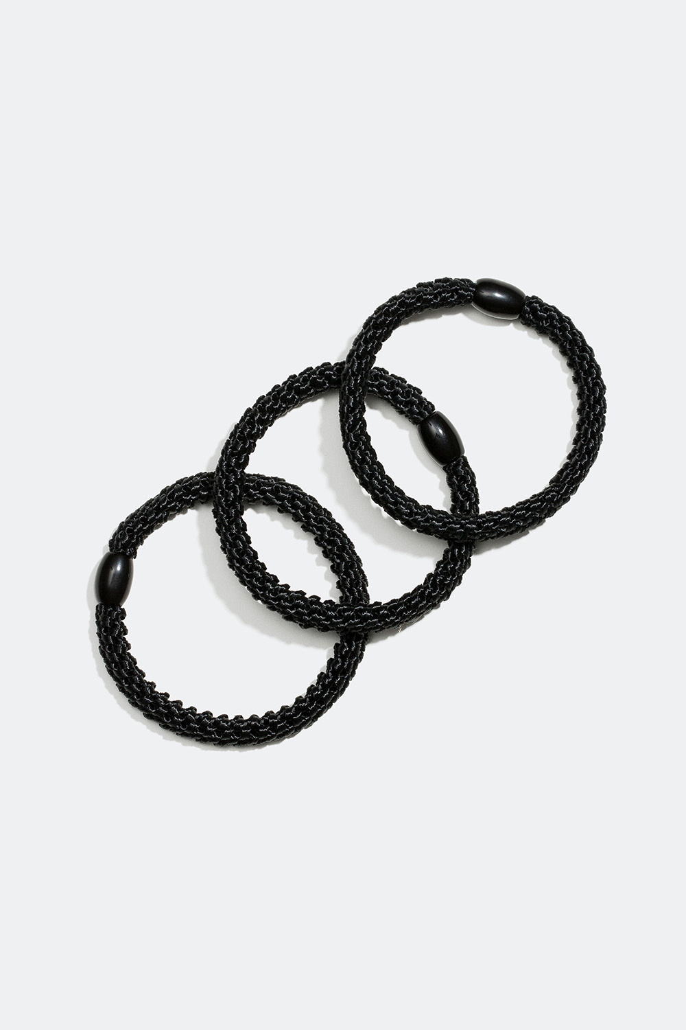 Flettede hårstrikker med perledetalj, 3-pakning