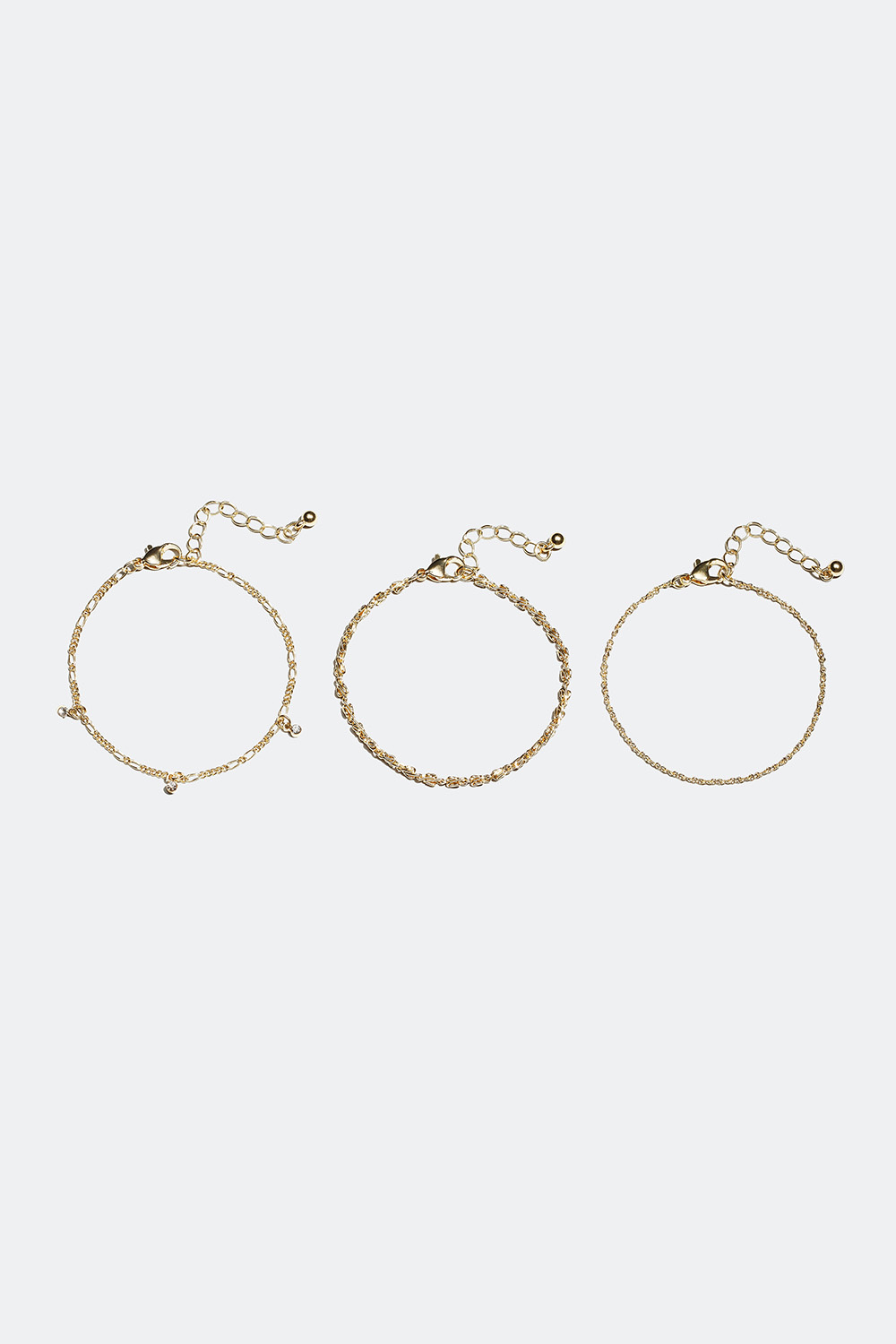 3-pakning armbånd, lenker og glassteiner