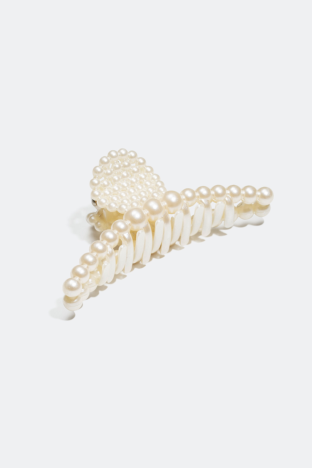 Avlang hårklemme med hvite plastperler