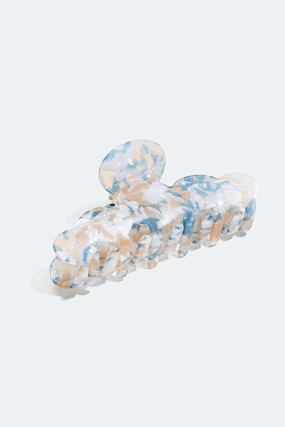 Blåmelert hårklemme med runder kanter