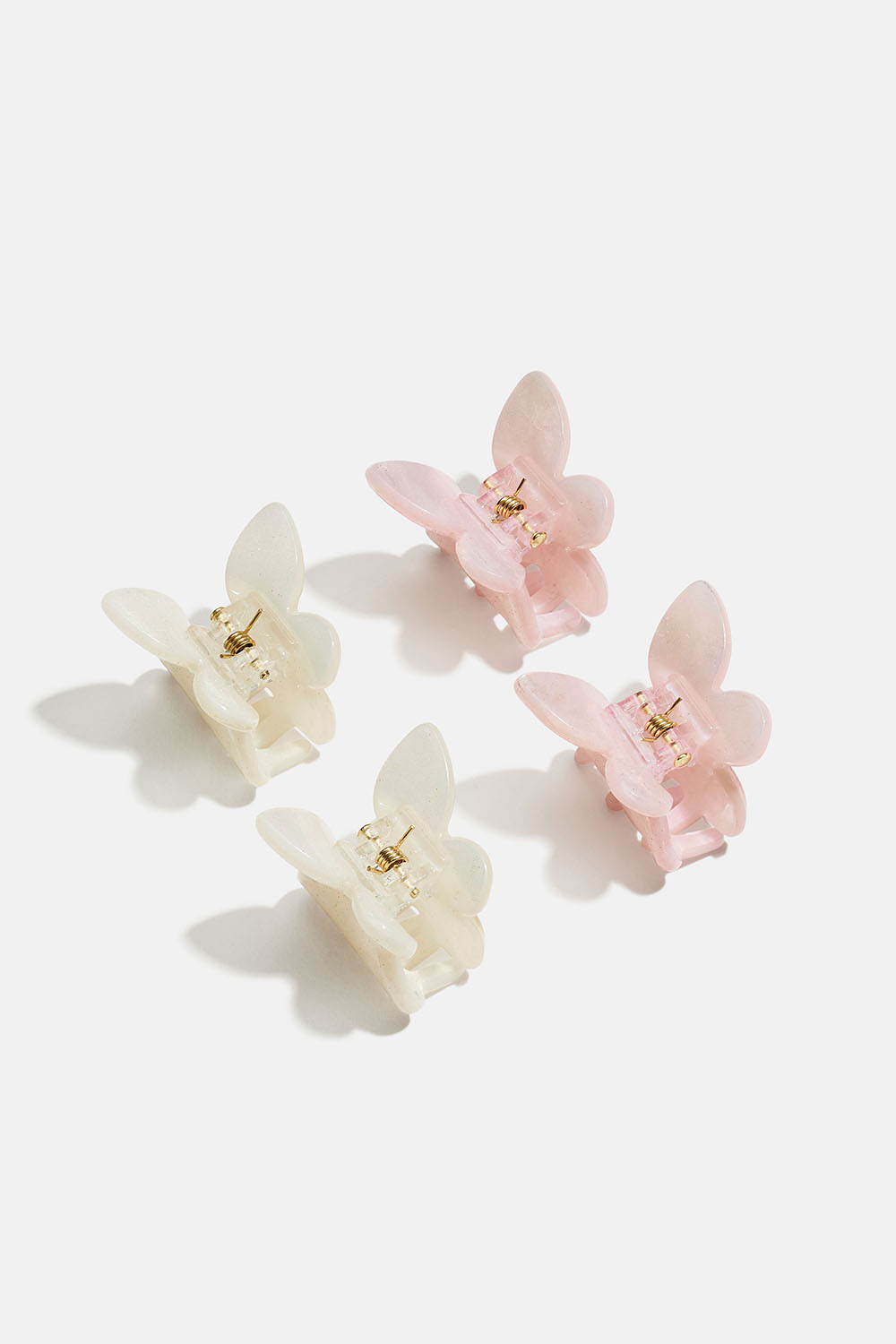 Små hårspenner med rosa og hvite sommerfugler, 4-pakning