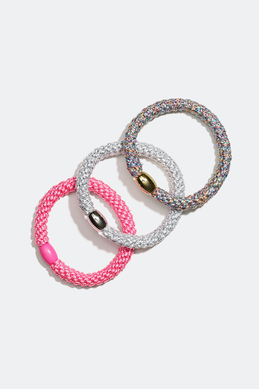 Flettede hårstrikk i fargemiks, 3-pakning