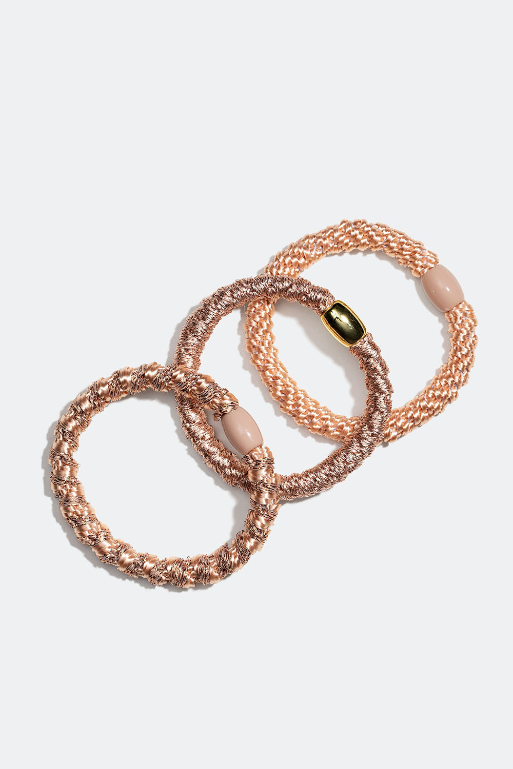 Flettede hårstrikker i skimrende lyserosa miks, 3-pakning