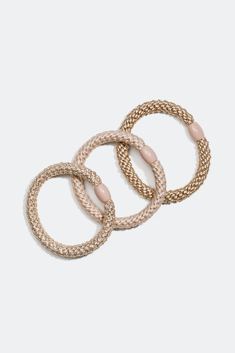 Beige flettede hårstrikker, 3-pakning