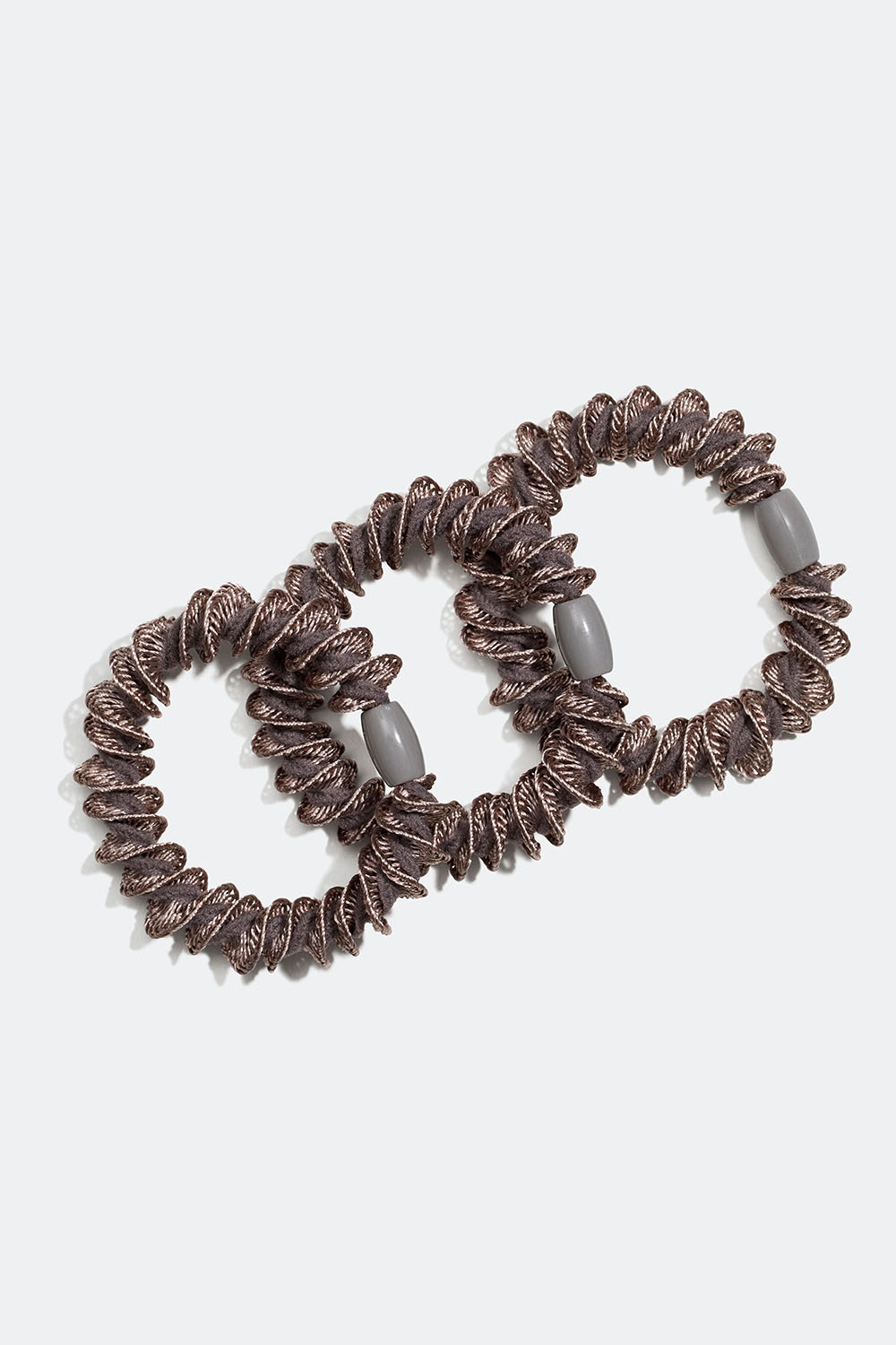 Beige snodde hårstrikker, 3-pakning