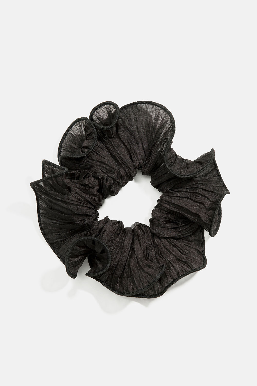 Svart scrunchie i plissert organza