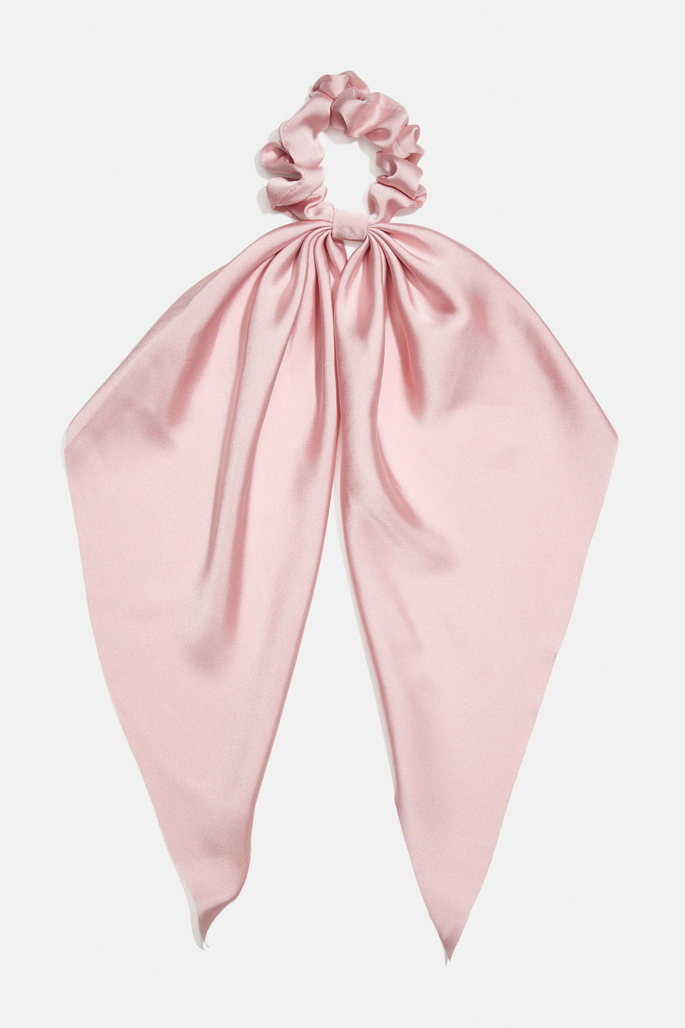 Rosa scrunchie med sløyfebånd