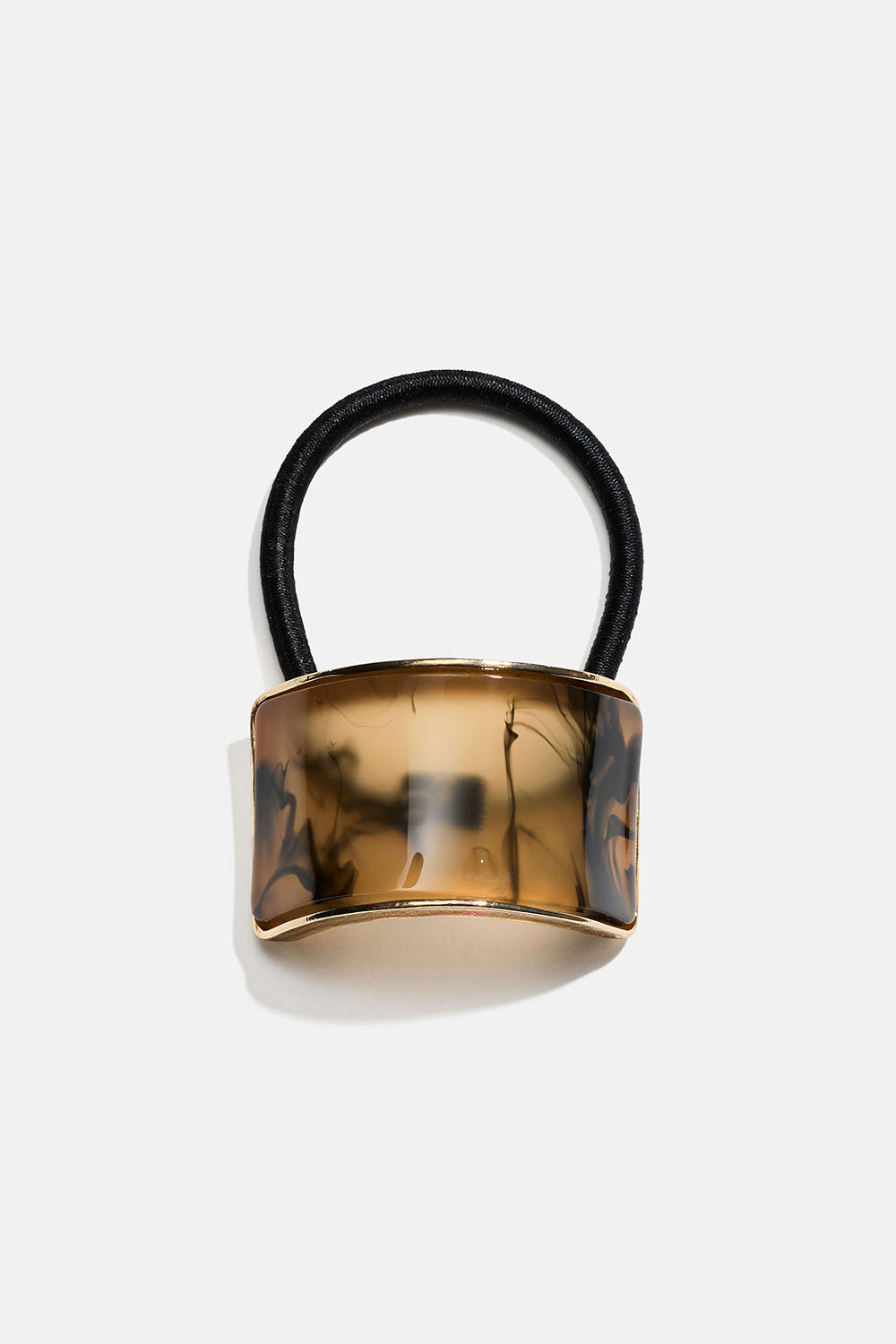 Hårstrikk med brun marmorert detalj