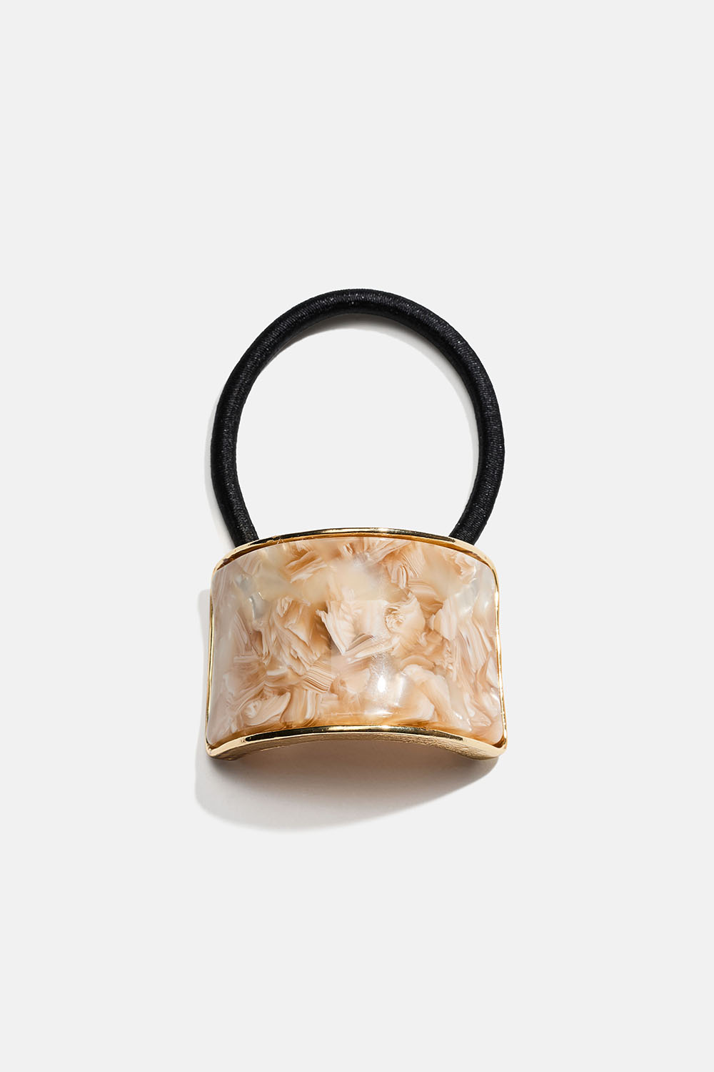 Hårstrikk med beige marmorert detalj