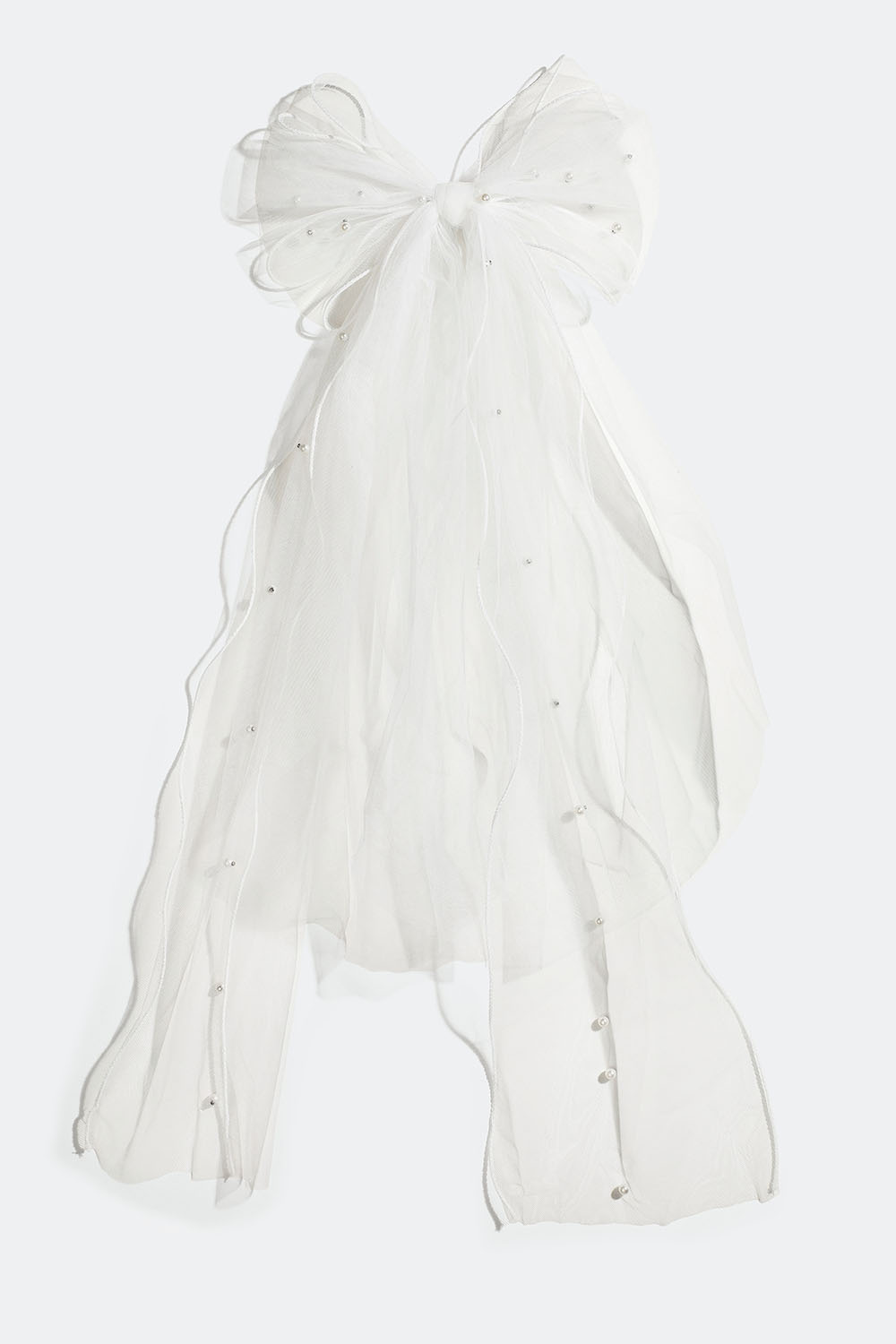 Hårspenne med hvit sløyfe i organsa med perler