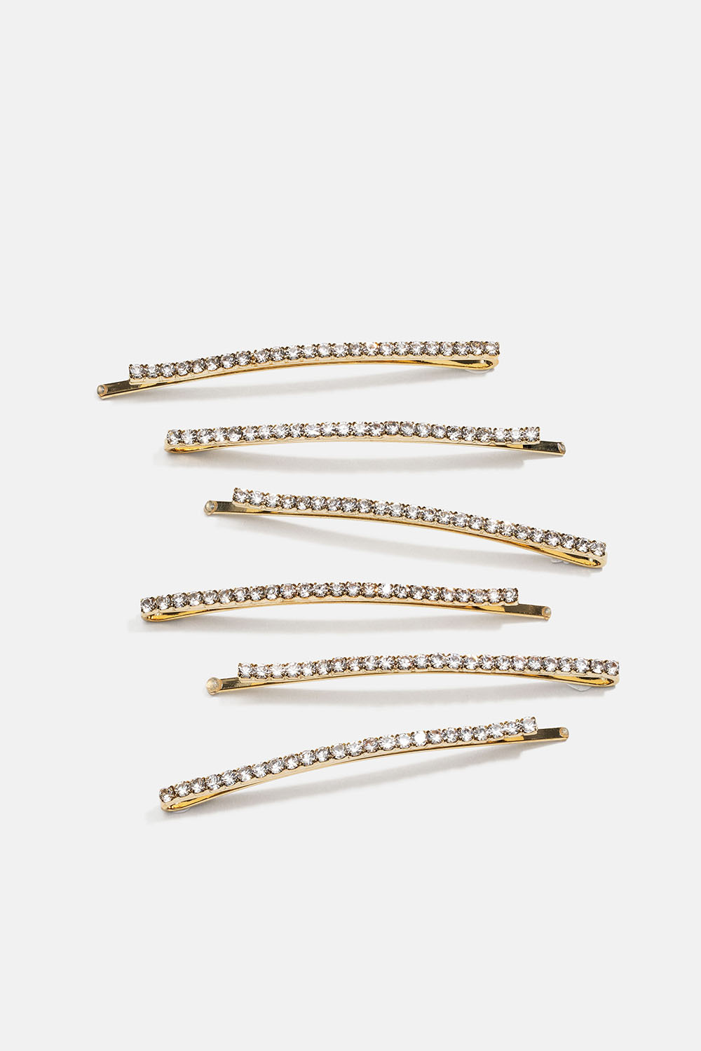 Gullfargede hårnåler med strass, 6-pakning