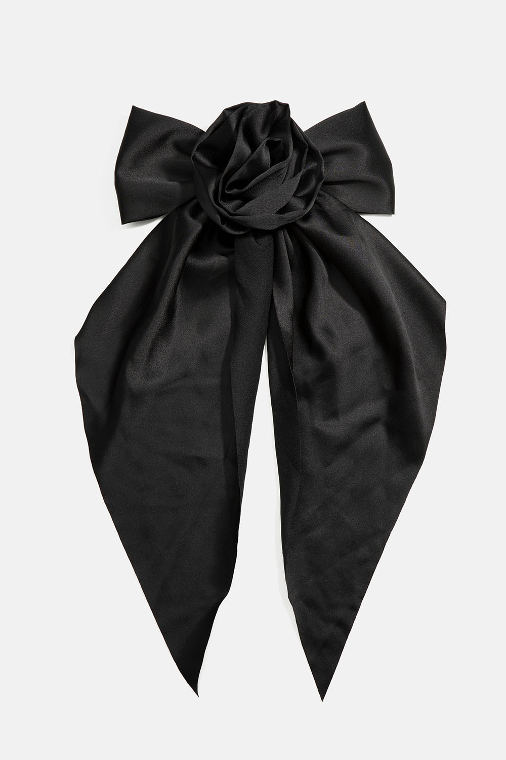Hårspenne med svart sløyfe og rose