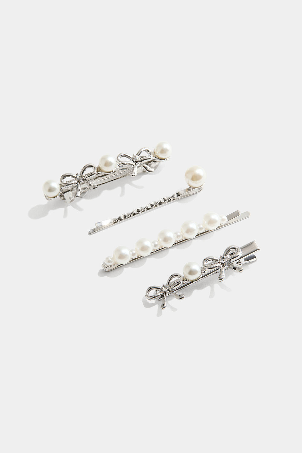 Hårspenner med sløyfer og perler, 4-pakning
