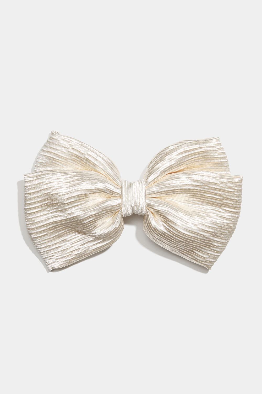 Hårspenne med beige, plissert sløyfe