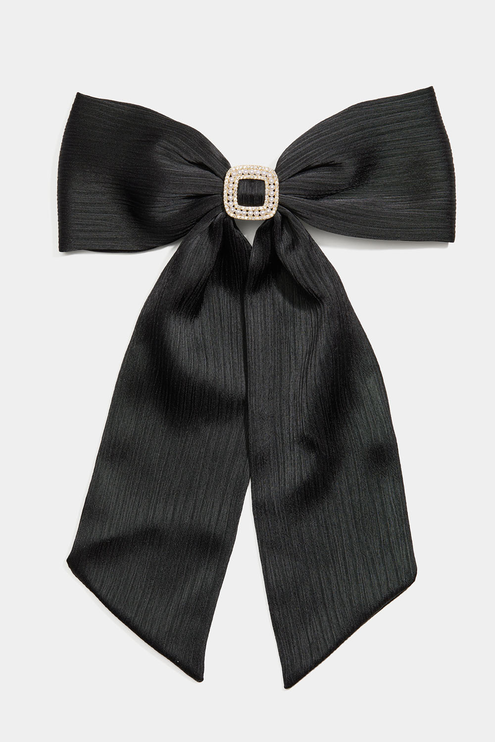 Hårspenne med svart sløyfe og strassdetaljer
