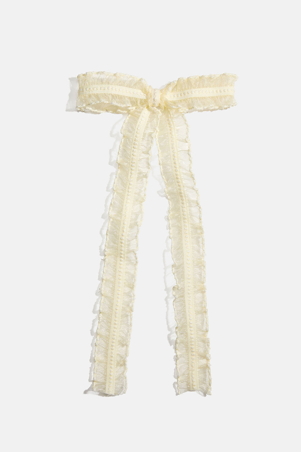 Lys gul hårspenne med organzasløyfe 