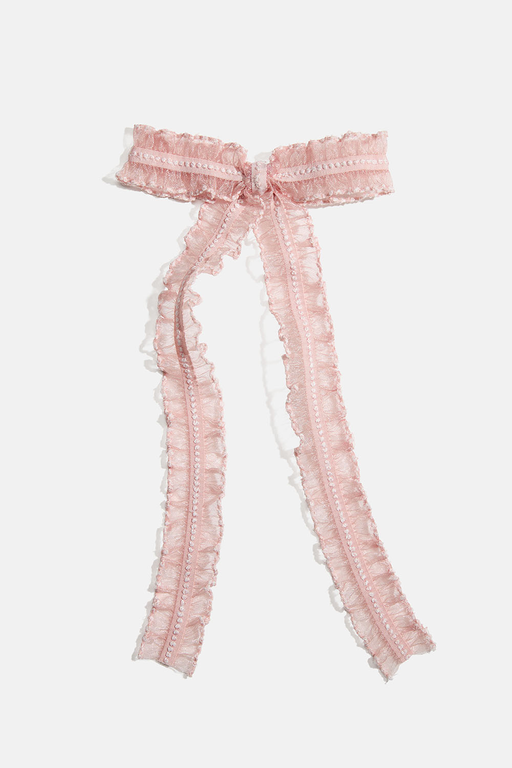 Lyserosa hårspenne med organzasløyfe 