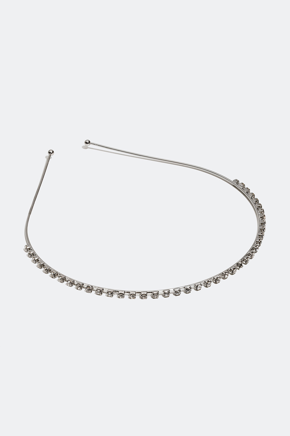 Sølvfarget diadem med glassteiner