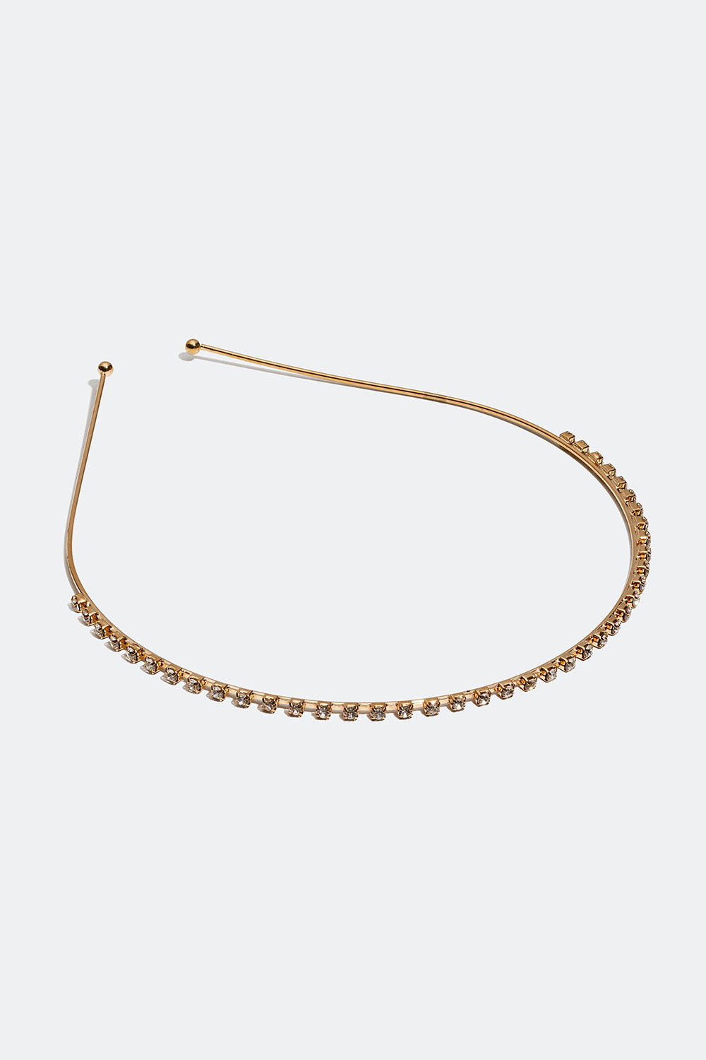 Gullfarget diadem med glassteiner