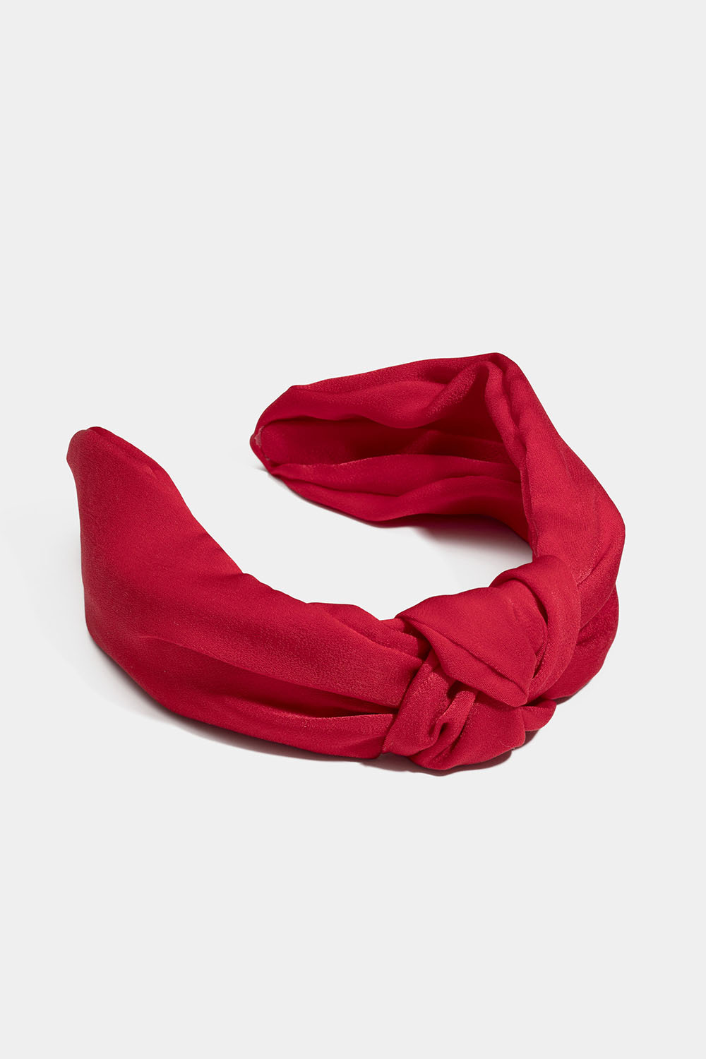 Rød hårbøyle i imitert silke med knute