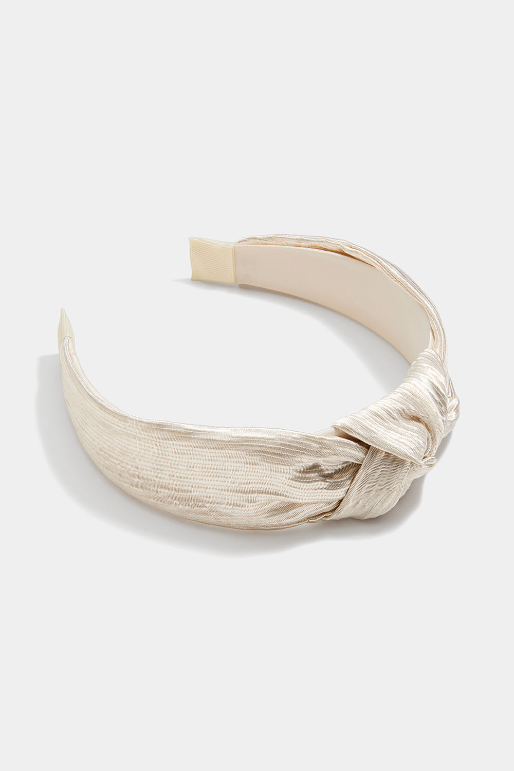 Benhvit, plissert hårbøyle med knute