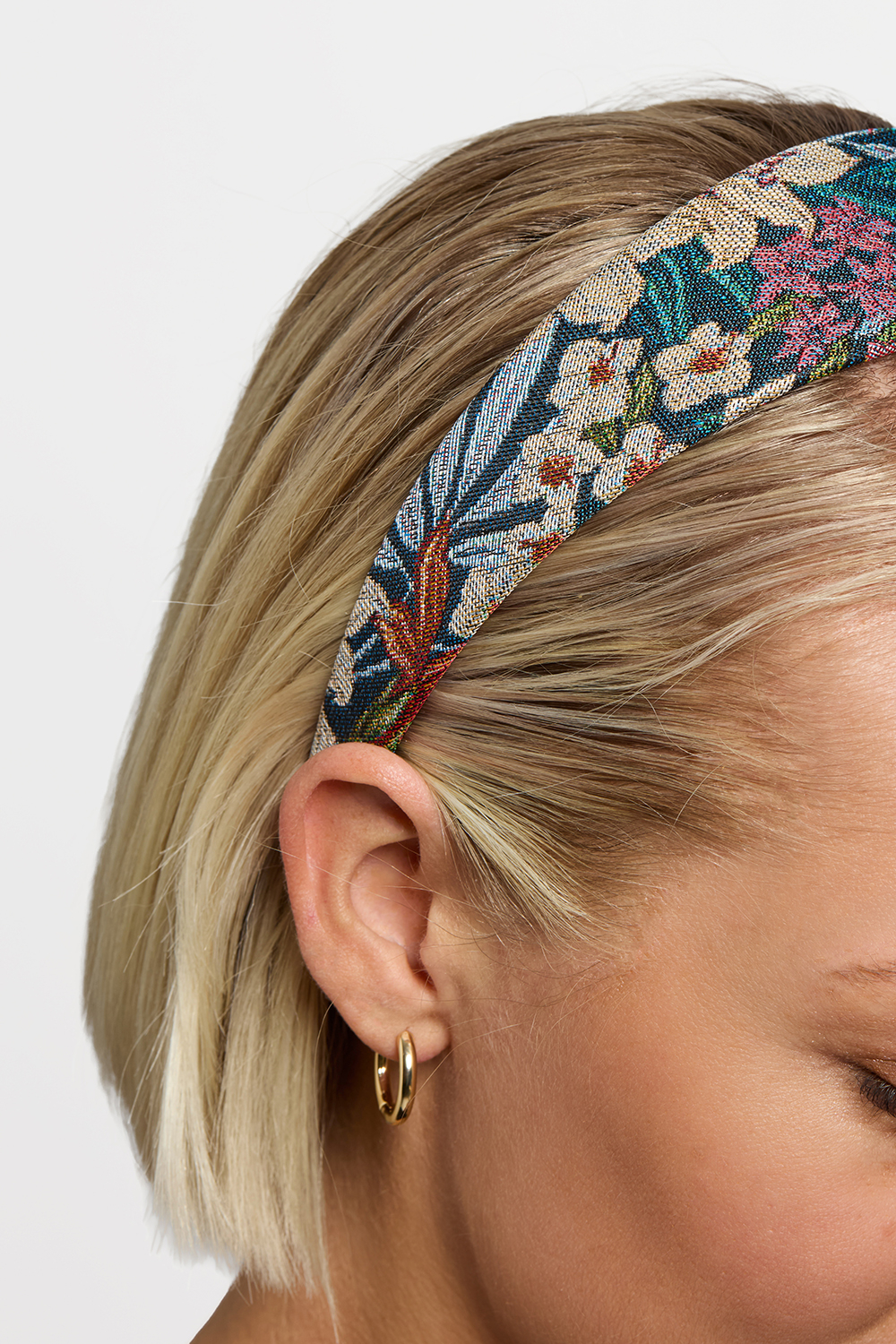 Diadem med jacquardvevd blomstermønster