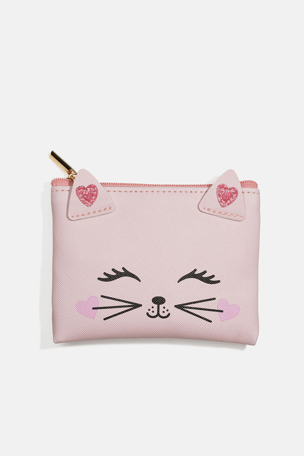 Rosa lommebok med kattemotiv