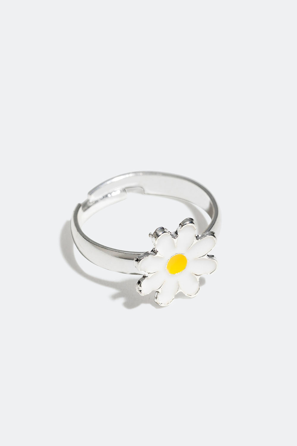 Justerbar ring med hvit blomst