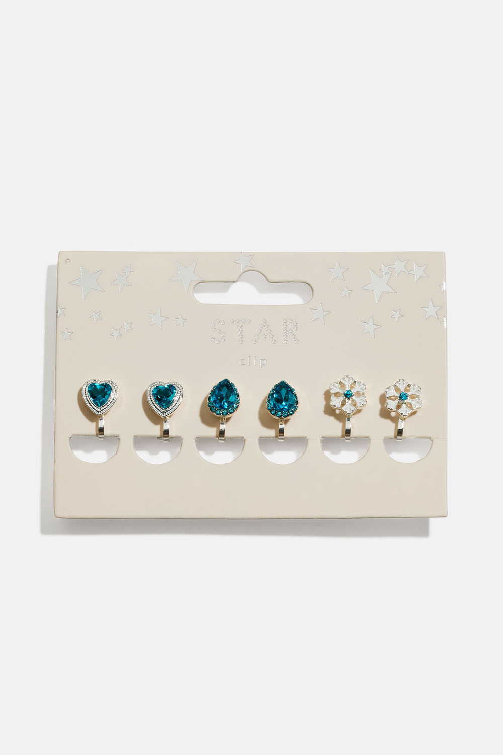 Klipsøredobber med hjerter og snøflak, 3-pakning