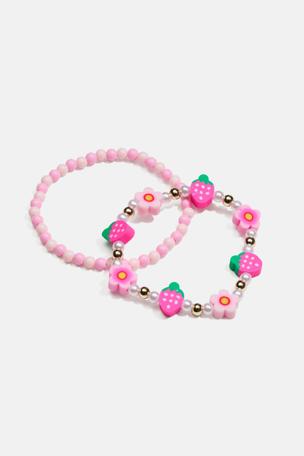 Armbånd med blomster og jordbær, 2-pakning