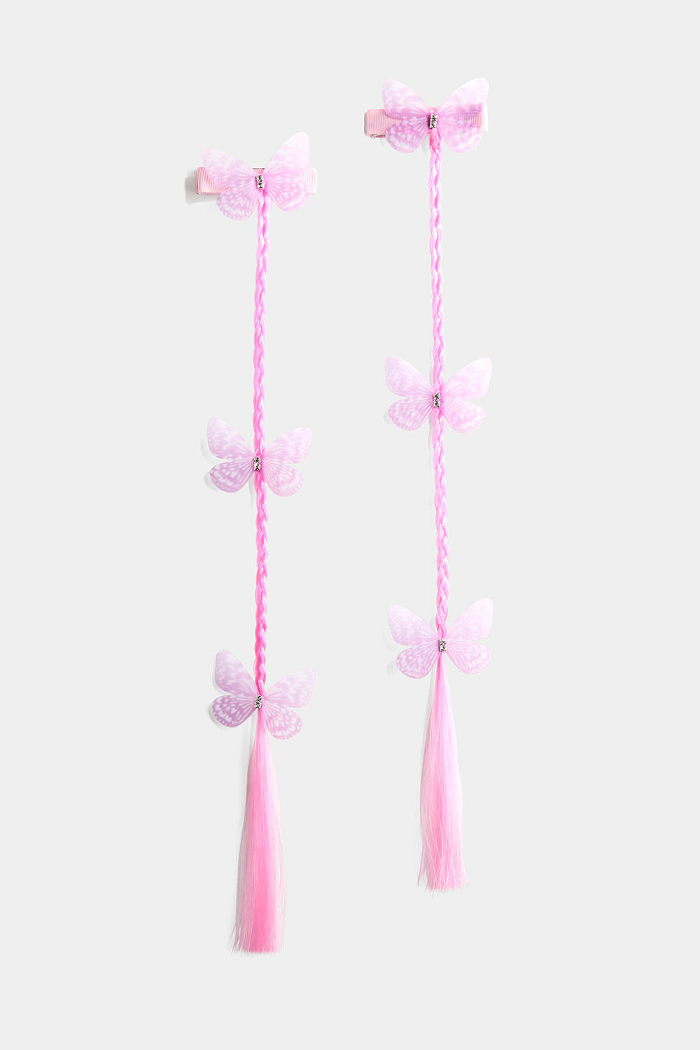 Hårspenner med flette og sommerfugler, 2-pakning