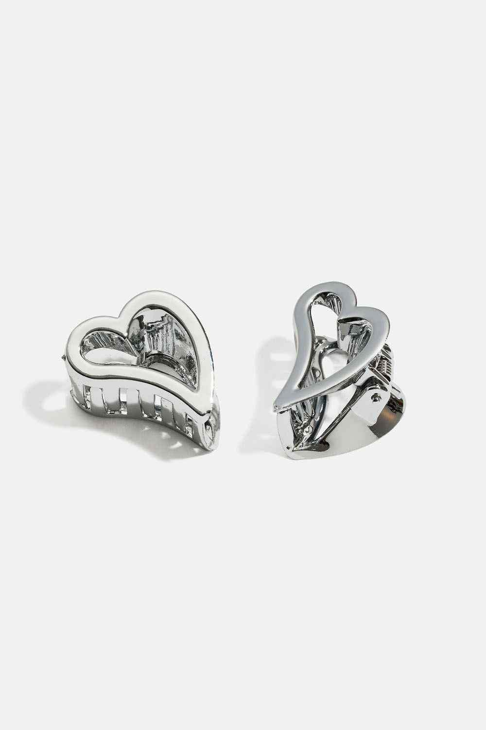 Sølvfargede, hjerteformede hårspenner, 2-pakning