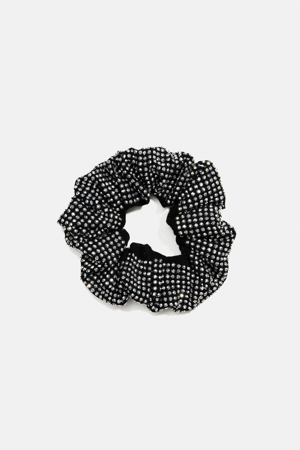 Sort scrunchie med sølvfargede paljetter