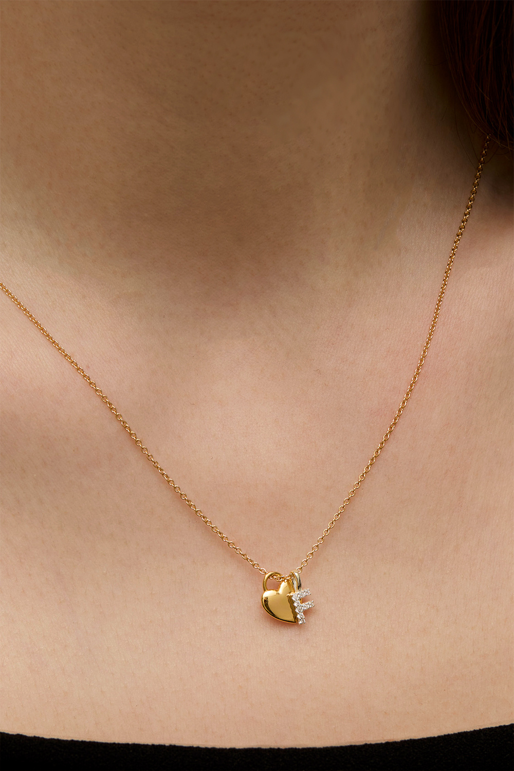 Anheng i ekte sølv belagt med 18 karat gull, med hjerte