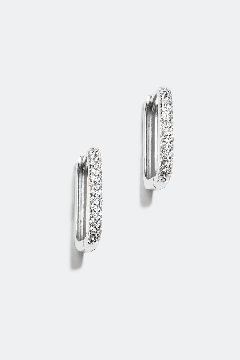 Rektangulære øreringer i ekte sølv med Cubic Zirconia-steiner