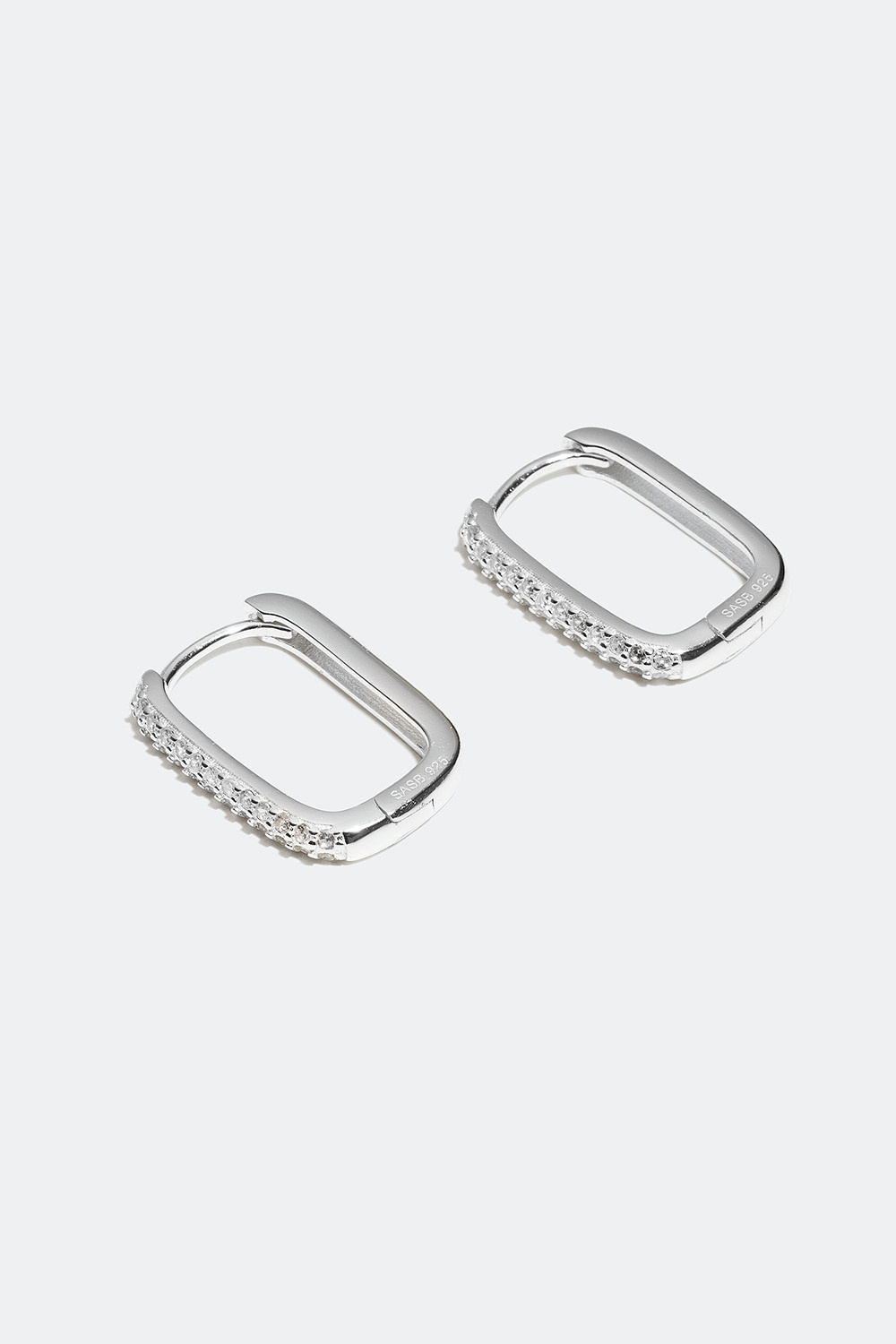 Rektangulære øreringer i ekte sølv med Cubic Zirconia-steiner