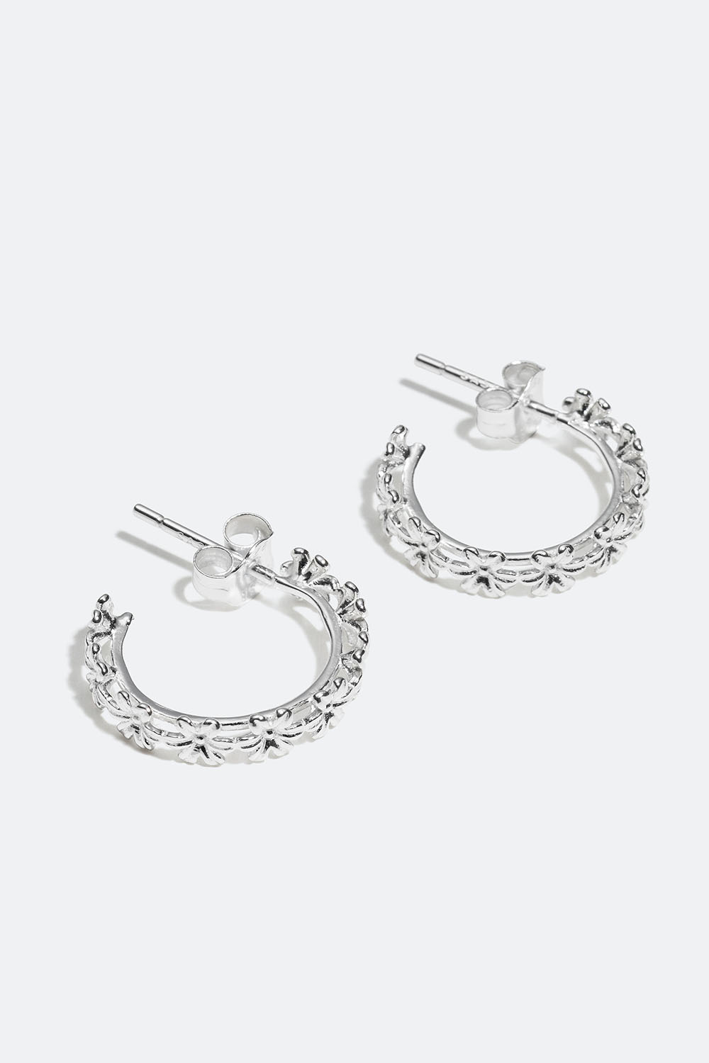 Øreringer i ekte sølv med blomster