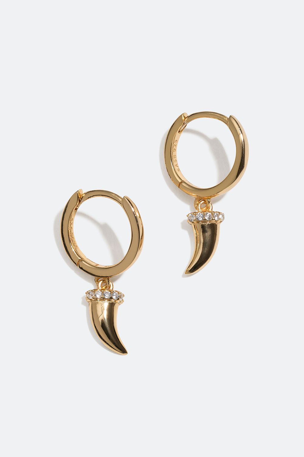 Små øreringer i ekte sølv med 18 karat gullplett, med haitann og zirkonia