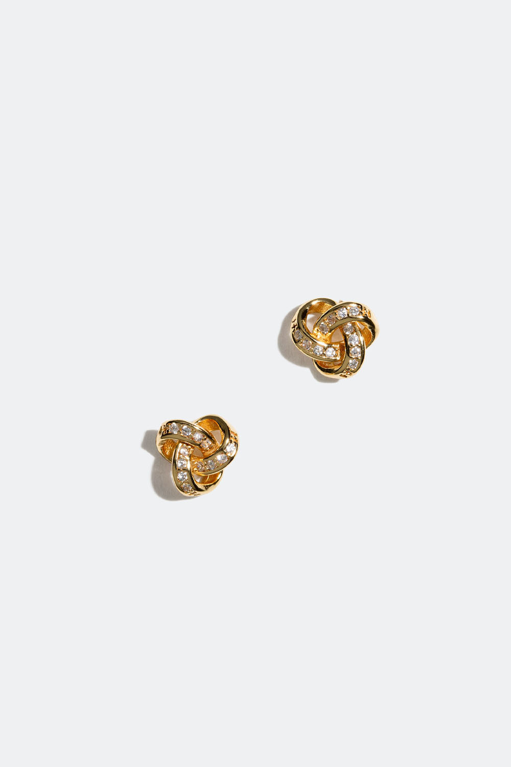 Stiftøredobber med knute i 18 k forgylt ekte sølv og  Cubic Zirconia
