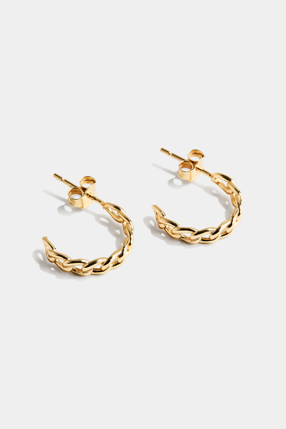 Hoops i 18k forgylt ekte sølv og kjedet design