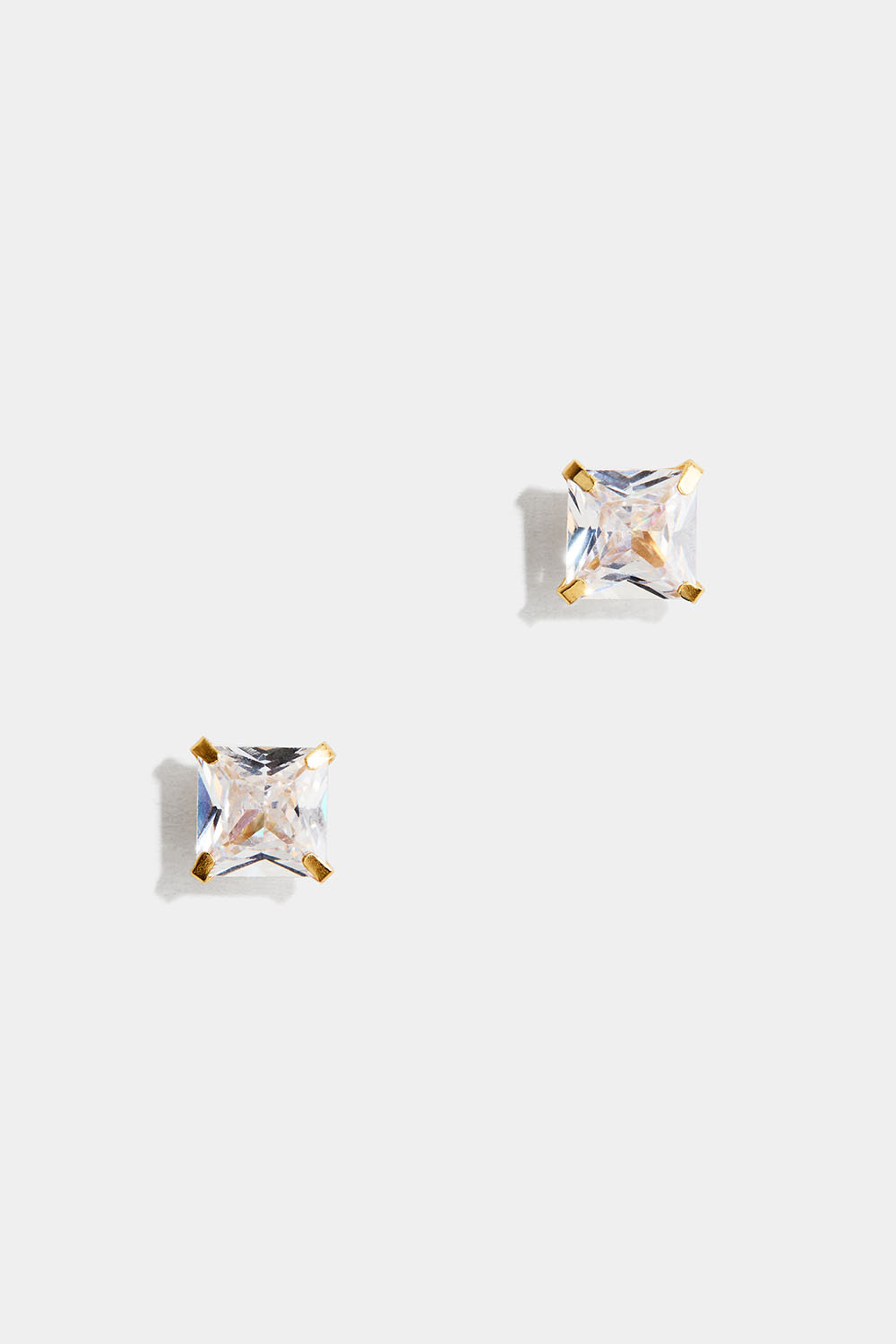 Øredobber i 18k forgylt ekte sølv med kvadratisk Cubic Zirconia