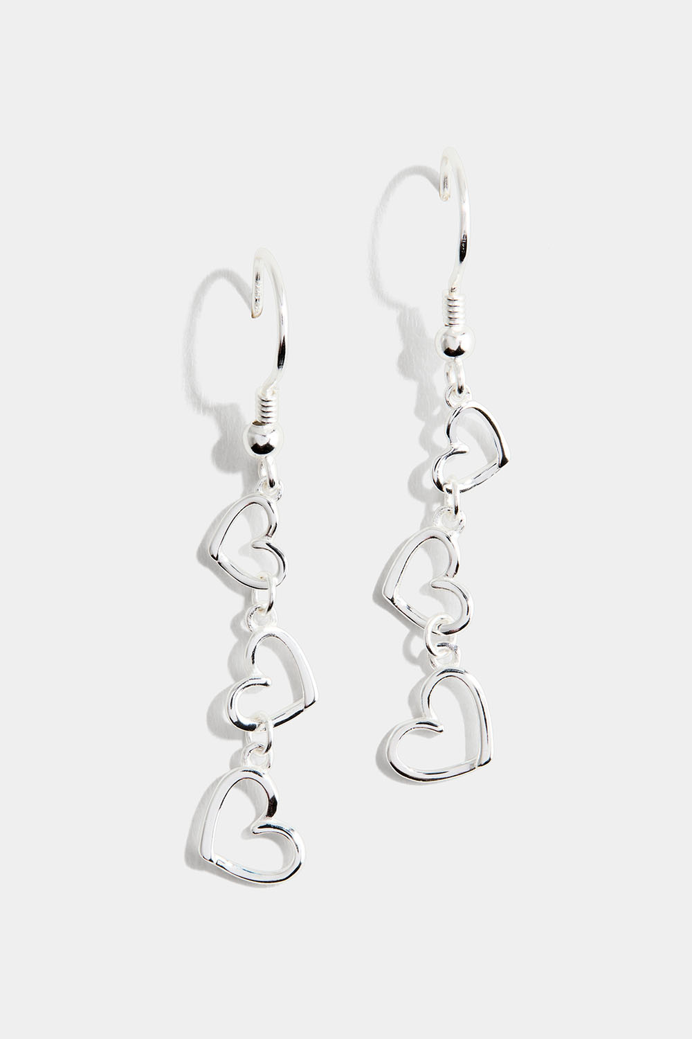 Øredobber i ekte sølv med 3 hjerter