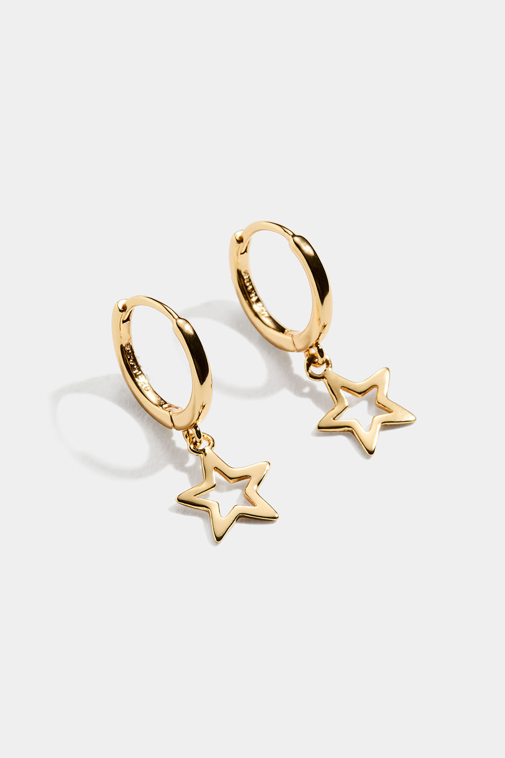 Hoops i 18k forgylt ekte sølv med stjerner
